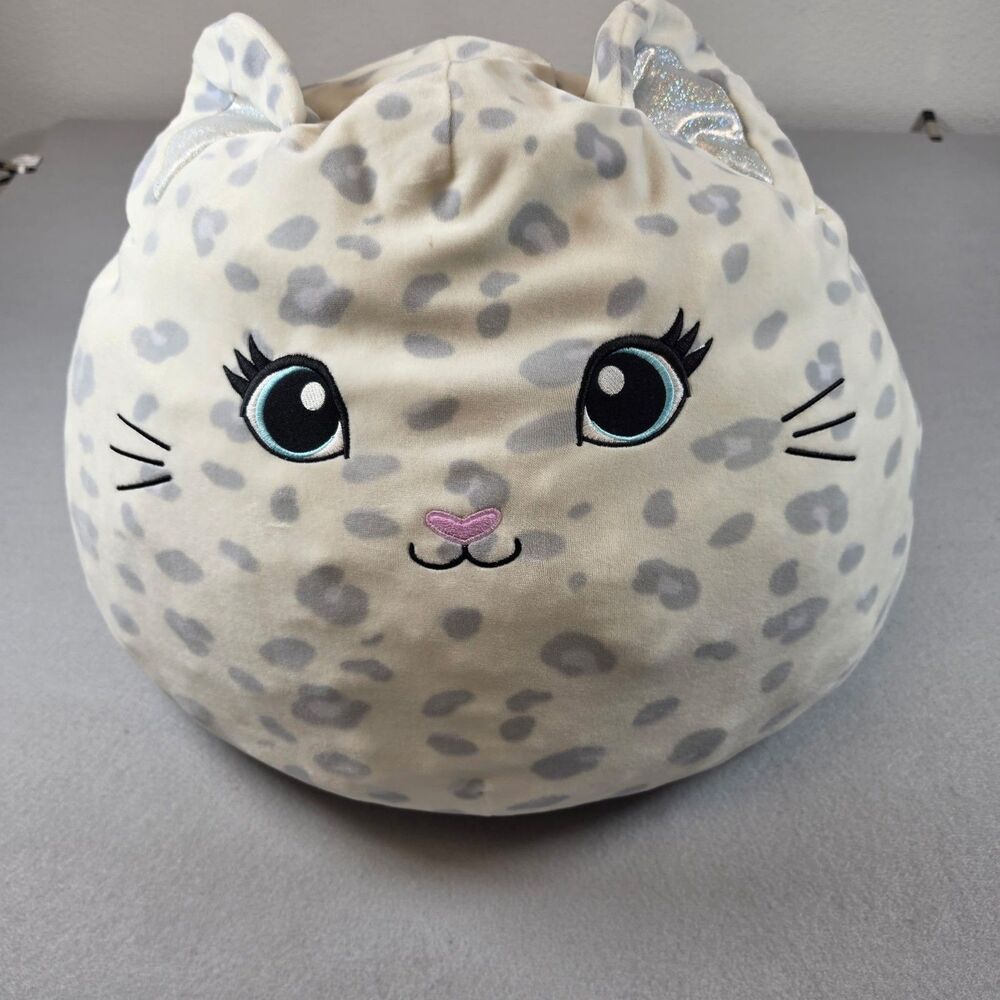 Squishmallows Leopard Cat Plush Stuffed Animal Gray White Spotted Cat 18" Wide